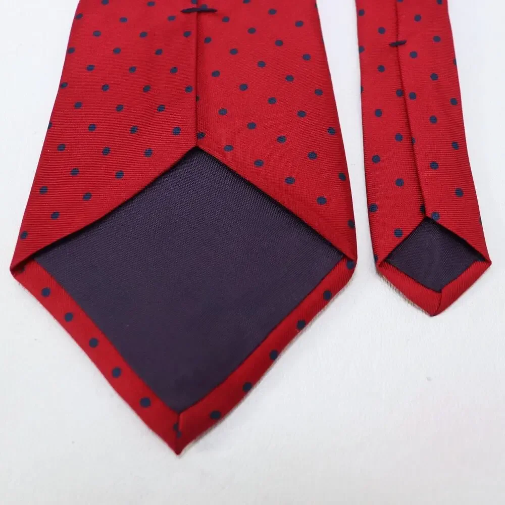 Vtg Bert Pulitzer Power Neck Tie Mens 58 in Silk Red Blue Micro Polka Dot Wide